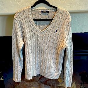 XL Grey Polo Ralph Lauren V-Neck Sweater